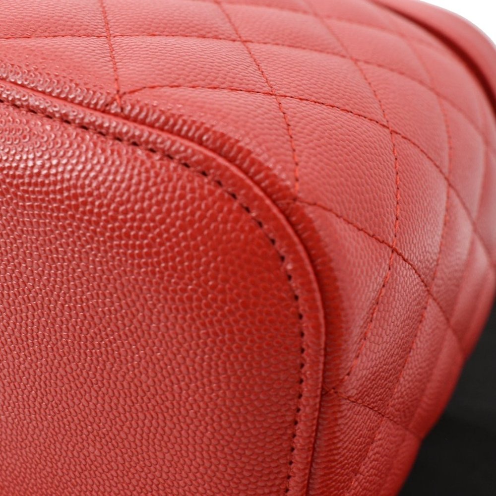 CHANEL  Vanity Caviar Leather Cosmetic Satchel Bag Red - Picture 7 of 11